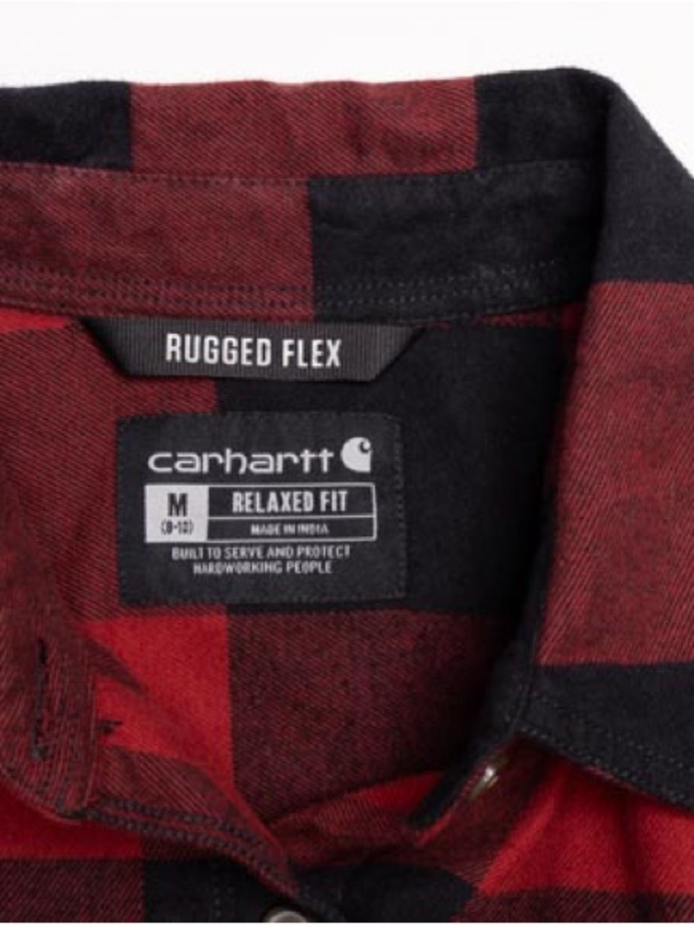 Carhartt Flannel Shirt Womens M 8-10 Relaxed Fit Rugged Flex Red Buffalo Plaid - Picture 3 of 10